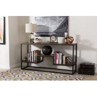 Baxton Studio CA-1113 (YLX-2677) Doreen Rustic Industrial Style Antique Black Textured Finished Metal Distressed Wood Console Table